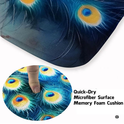 Detailed peacock feather description pattern with royal blue and yellow ocelli. - thumbnail image 3 of 8