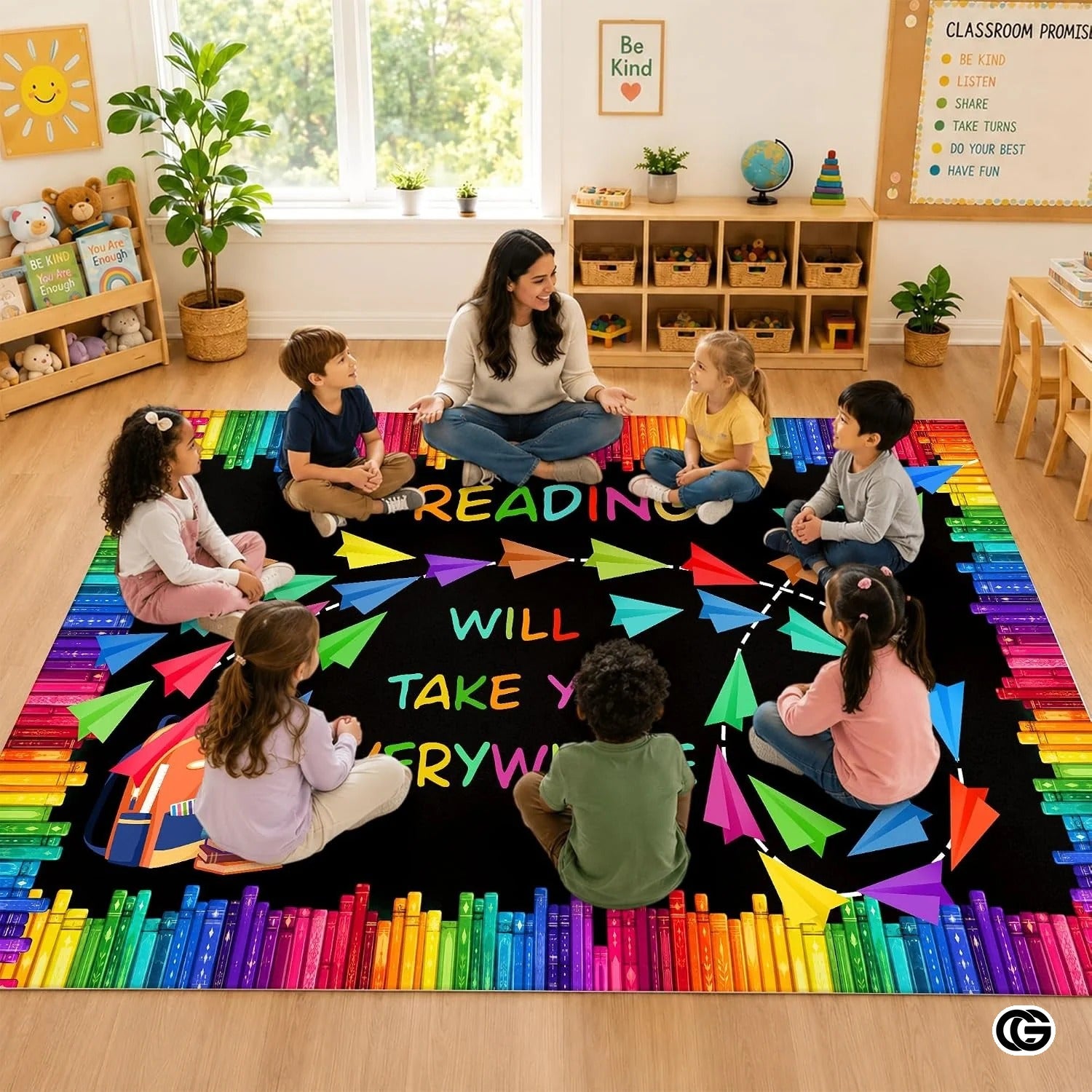 Custom Reading Corner Welcome Mat for Classroom and Library - Style 9
