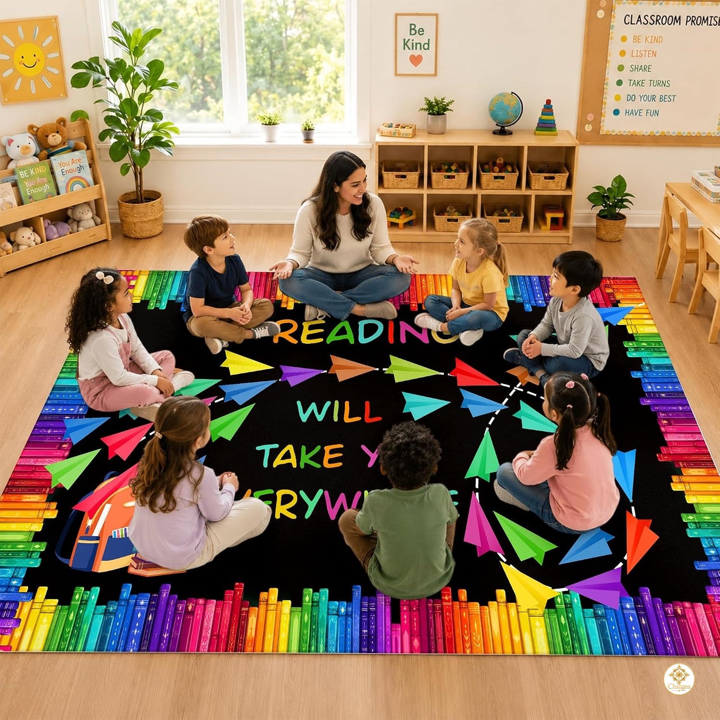Custom Reading Corner Welcome Mat for Classroom and Library - Style 9