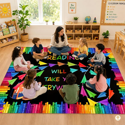 Custom Reading Corner Welcome Mat for Classroom and Library - Style 9