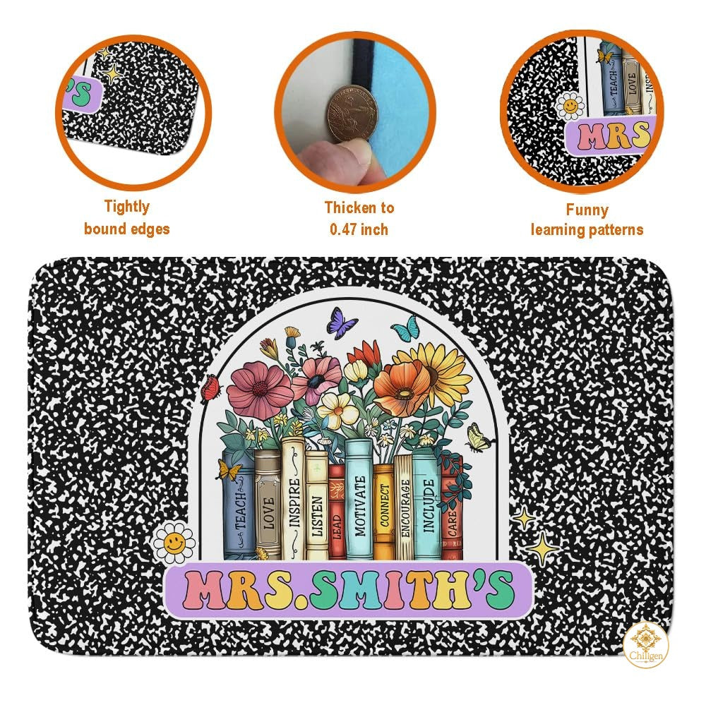 Custom Composition Notebook Rug with Floral Detail - Composition / 2' x 3' (Rectangular)