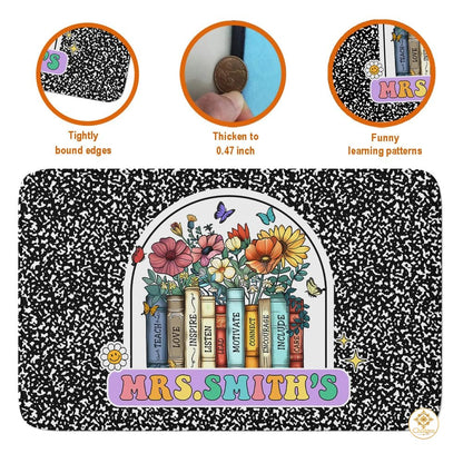Custom Composition Notebook Rug with Floral Detail - Composition / 2' x 3' (Rectangular)