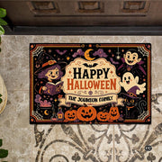 Halloween Door Mat Outdoor, Custom Spooky Welcome Mat with Black Cat and Pumpkin, Fall Front Door Mat for Porch Entryway Decor #2