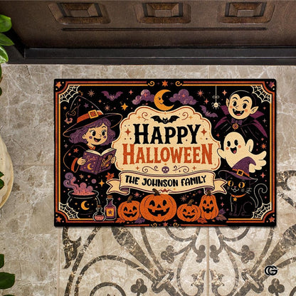 Halloween Door Mat Outdoor, Custom Spooky Welcome Mat with Black Cat and Pumpkin, Fall Front Door Mat for Porch Entryway Decor #2