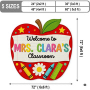 Personalized Composition Notebook Classroom Shaped Rugs for Kids (A03) | Custom Pennant Flag Carpet for Reading Corner, Non-Slip Apple Shape Rug Mat, Classroom Decor, Back To School Gift