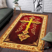 Personalized Orthodox Christian Area Rug, Custom Eastern Orthodox Russian Greek Byzantine Non-Slip Rug for Women Men, IC XC Nika Cross Mat for Living Room, Bedroom, Church Decor (D10)
