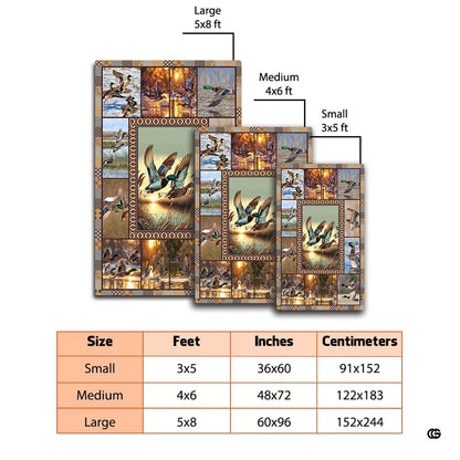 Rustic wildlife collage rug positioned in front of a living room sofa and coffee table. - thumbnail image 4 of 8