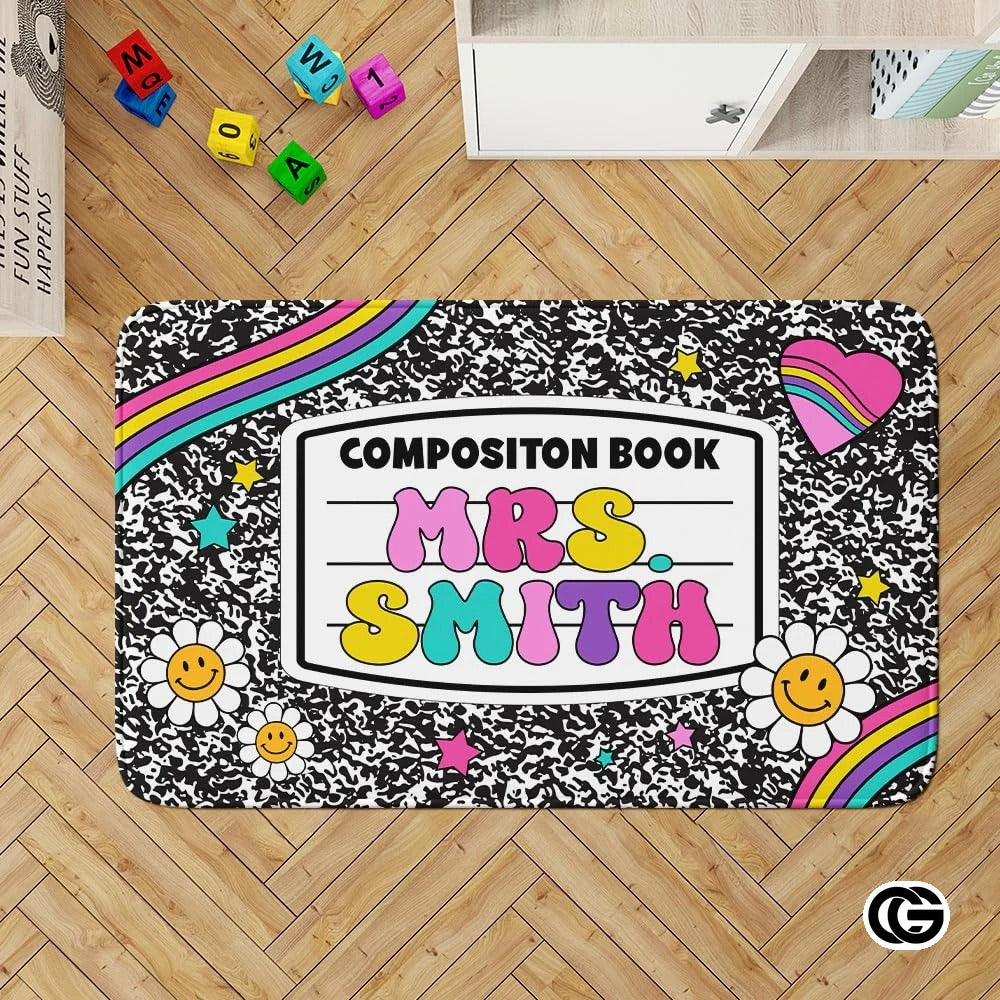 Custom Notebook Welcome Mat for Classroom and Bedroom - Composition #4 / 2' x 3' (Rectangular)