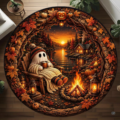 Custom Halloween 3D Optical Illusion Round Rug Skeleton Horror Area Rug (1, #11)