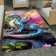 Enchanting mythical dragon rug design showcasing rich stream rocks and glowing forest flora. - thumbnail image 7 of 7