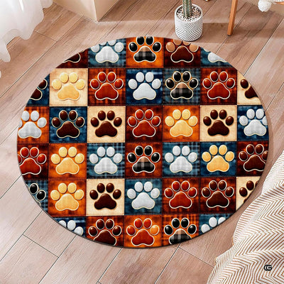 Custom Dog Paw Round Rug Patchwork Area Rug for Pet Lovers (1, A3)