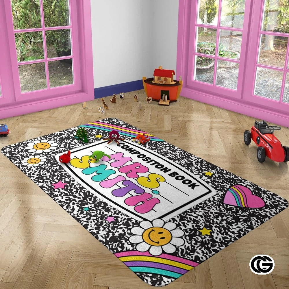 Custom Notebook Welcome Mat for Classroom and Bedroom - Composition #4 / 2' x 3' (Rectangular)
