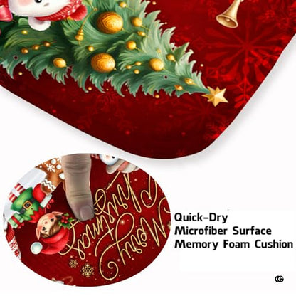 Festive Merry Christmas holiday hallway runner rug with nutcracker, snowman, and holiday friends. (Angle 5) - thumbnail image 5 of 7