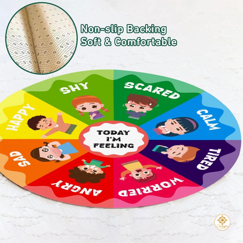 Custom Feelings Wheel Welcome Mat for Classroom and Office
