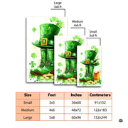 Dimensions and sizing chart for leprechaun hat boots beer mug area rug - thumbnail image 2 of 8