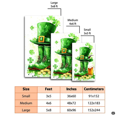 Dimensions and sizing chart for leprechaun hat boots beer mug area rug - thumbnail image 2 of 8
