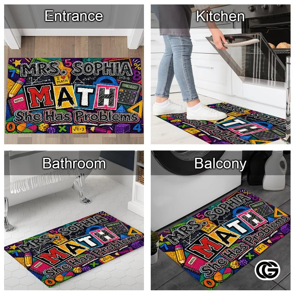 Personalized Welcome Doormat with Teacher Name and Notebook design - Class-12