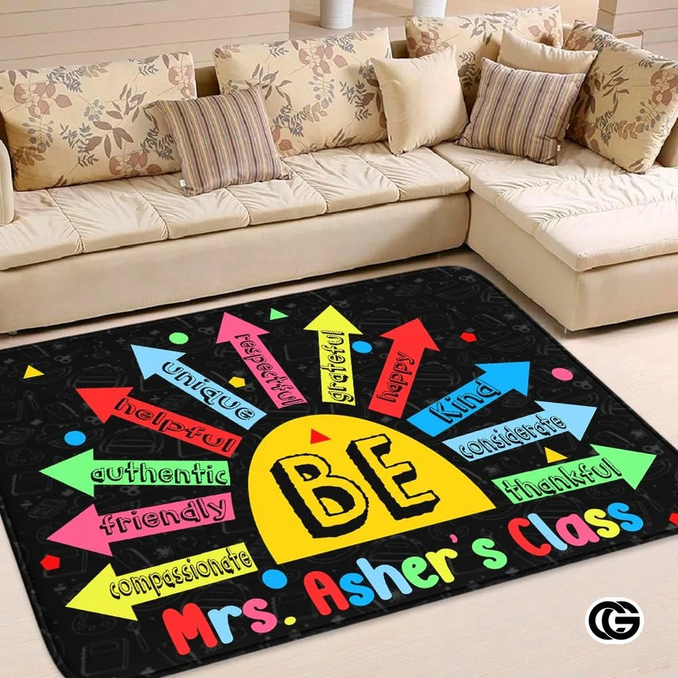 Custom Growth Mindset Handprint Rug for Classroom and Kids Playroom