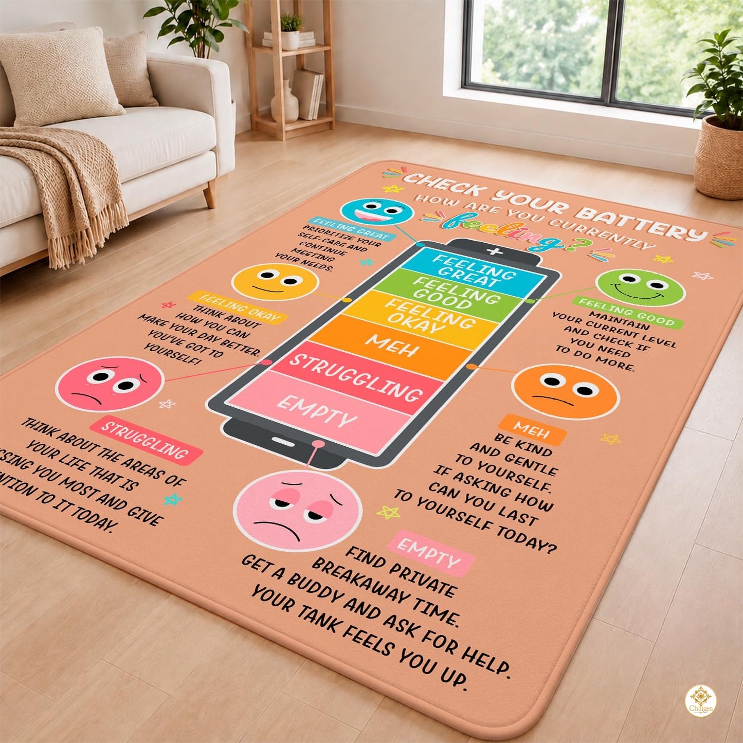 Custom Calming Corner Welcome Mat for Classroom and School