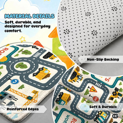Custom Road Map Doormat with City Street and Car Play Design - Map 2