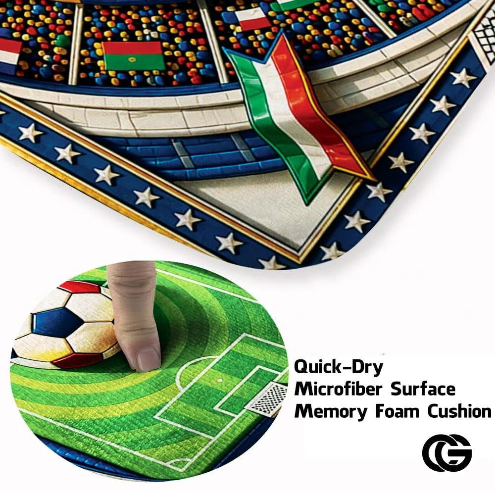 Personalized Soccer Doormat with Trophy and World Flags