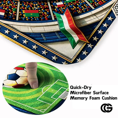 Personalized Soccer Doormat with Trophy and World Flags