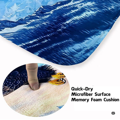Close up texture detail of soaring eagle area rug soft pile surface and hemmed edges. - thumbnail image 3 of 7