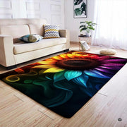 Anti-slip dot backing and hemmed edge stitching on colorful sunflower rug - thumbnail image 4 of 7