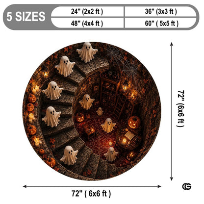 Personalized Halloween 3D Optical Illusion Ghost Round Rug (A08)