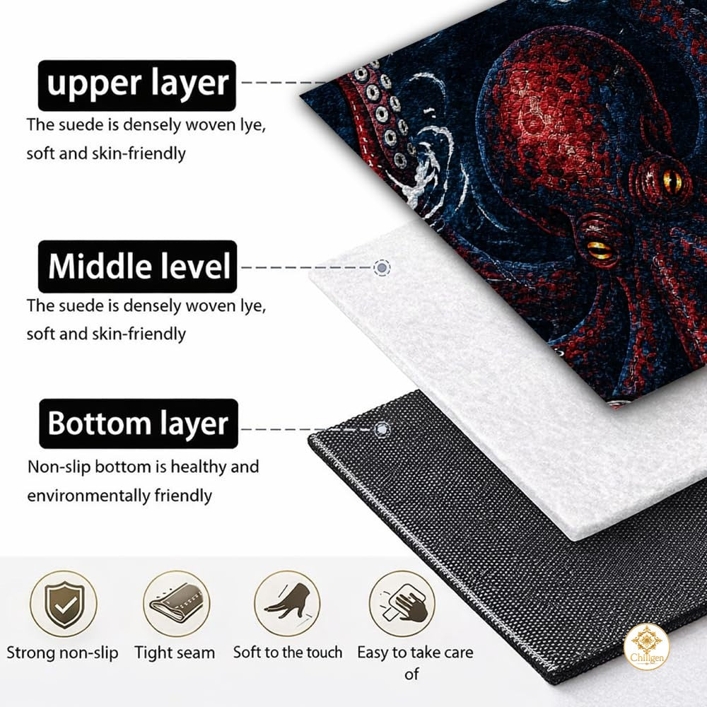 Custom Octopus Welcome Mat with Sea Monster Design