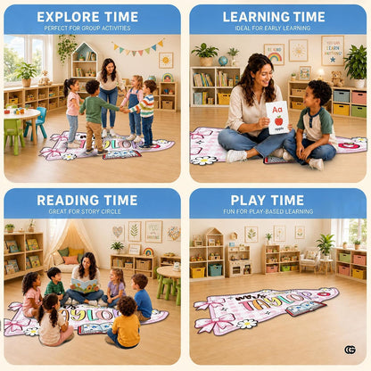 Personalized Composition Notebook Classroom Shaped Rugs for Kids (A04) | Custom Pennant Flag Carpet for Reading Corner, Non-Slip Apple Shape Rug Mat, Classroom Decor, Back To School Gift