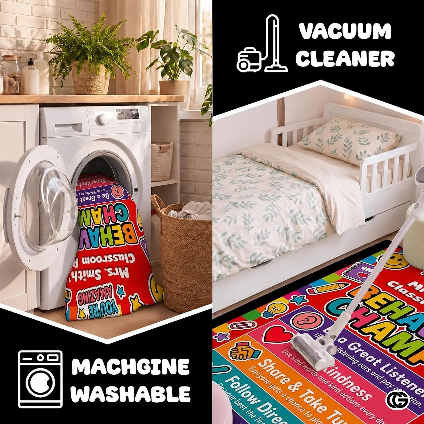 Personalized Teachers Classroom Rug with Custom Name - D6