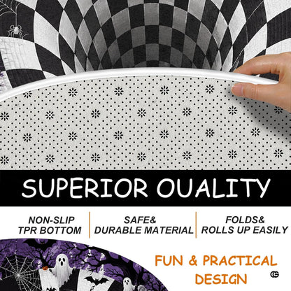 Custom Halloween 3D Optical Illusion Round Rug Skeleton Horror Area Rug (1, #10)