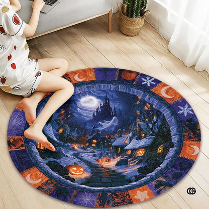 Custom Halloween 3D Effect Optical Illusion Spooky Round Rug (D5)