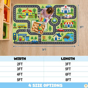 Custom Road Map Area Rug with Personalized City Street and Cars