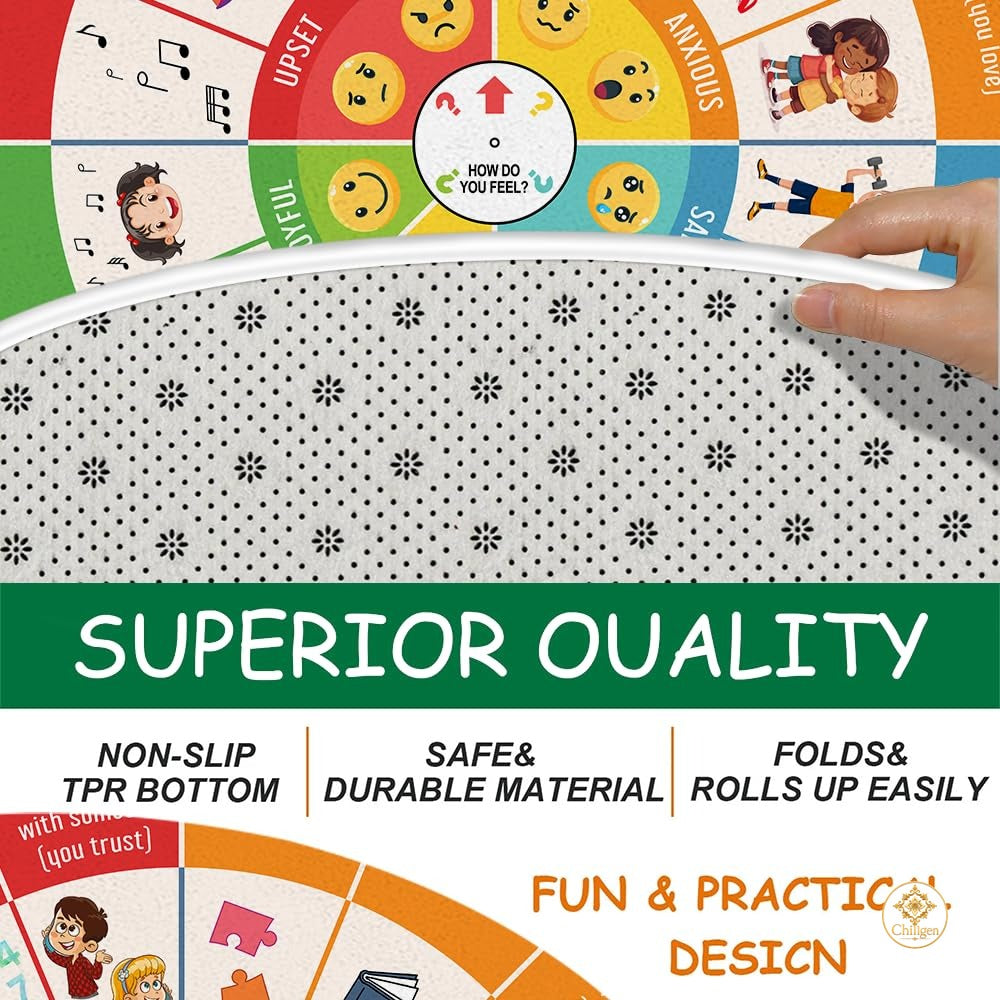 Custom Feelings Wheel Welcome Mat for Classroom and Office