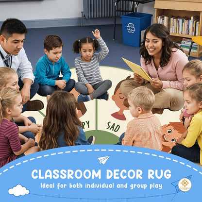 Custom Feelings Wheel Welcome Mat for Kids and Classroom