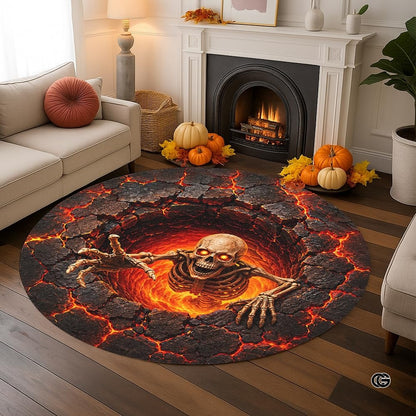 Personalized Halloween 3D Optical Illusion Ghost Round Rug (A12)