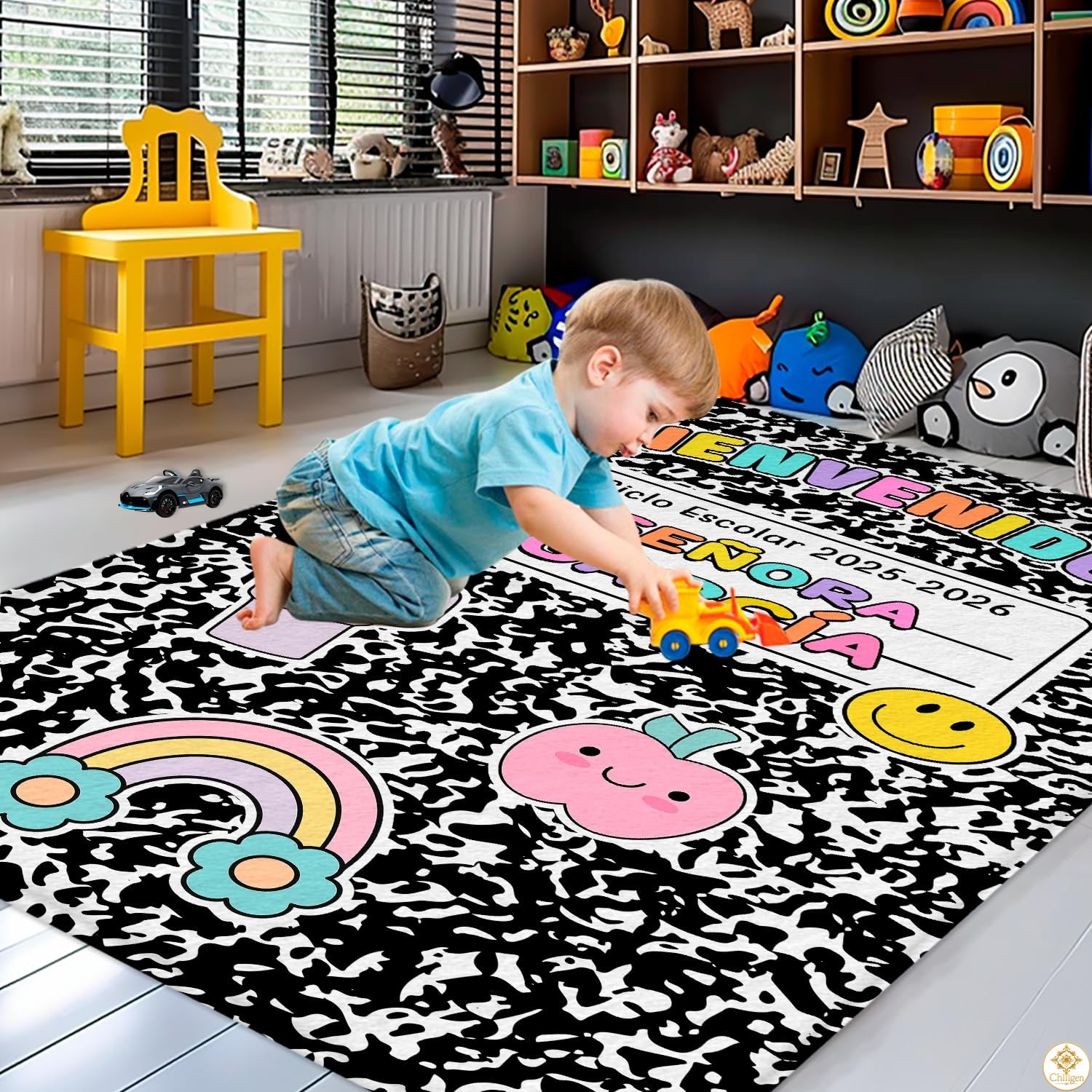 Custom Alphabet Welcome Mat with Spanish ABC and Numbers