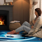 Detailed angle view displaying rich print clarity on the neon soccer area rug. - thumbnail image 8 of 8