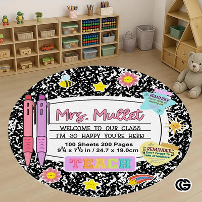 Custom Notebook Welcome Mat for Classroom and Kids Room