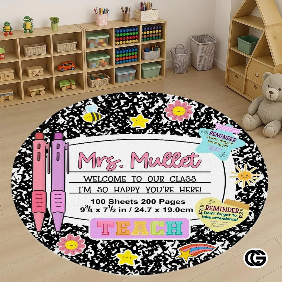 Custom Notebook Welcome Mat for Classroom and Kids Room