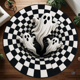 Personalized Halloween 3D Optical Illusion Ghost Round Rug (A04)