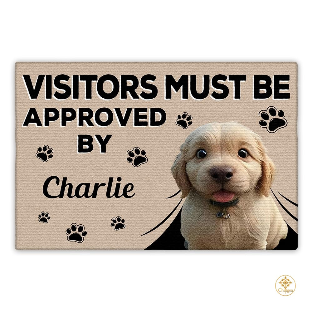 Personalized Dog Welcome Mat with Custom Name and Pet Design