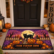 Halloween Door Mat Outdoor, Custom Spooky Welcome Mat with Black Cat and Pumpkin, Fall Front Door Mat for Porch Entryway Decor #4