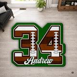 Personalized Football Shaped Rug, Non-Slip Washable Sport Carpet (A05)
