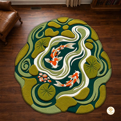 Custom Koi Pond Welcome Mat for Front Door and Entryway