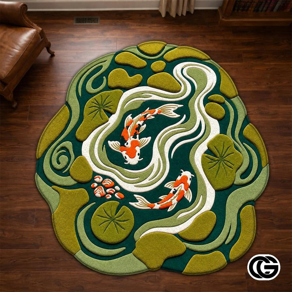 Custom Koi Pond Welcome Mat for Front Door and Entryway