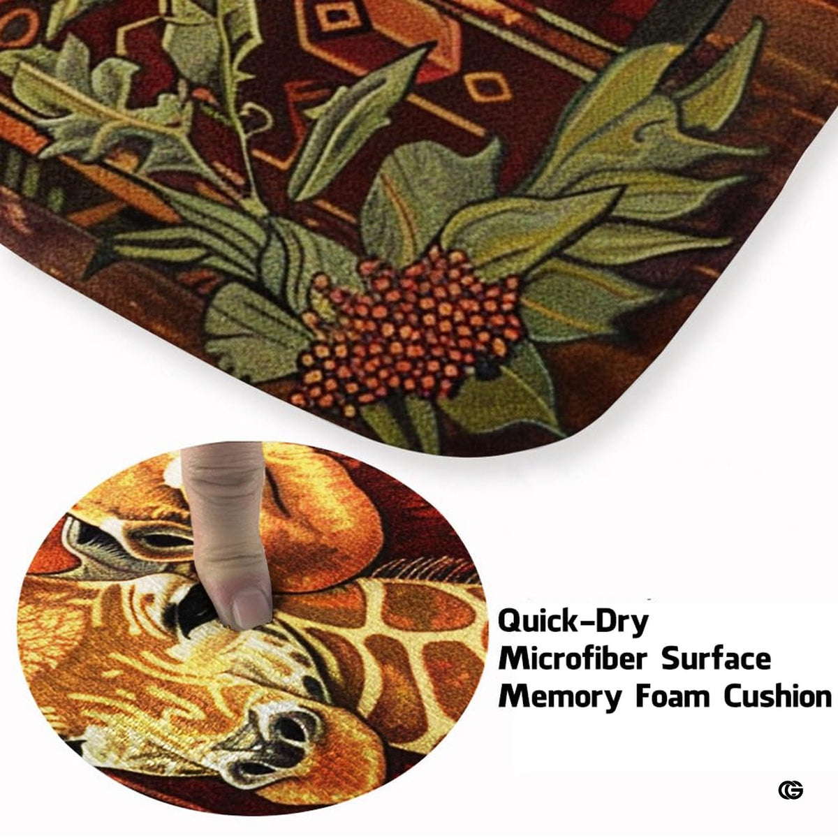 Closeup view of soft microfiber surface and detailed giraffe faces and berry clusters - image 3 of 7