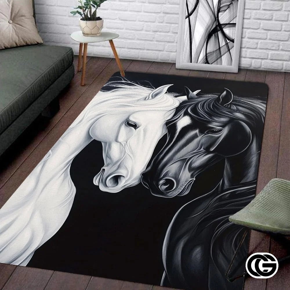 Custom Running Horse Area Rug with Non-Slip Backing - Horse-ds19